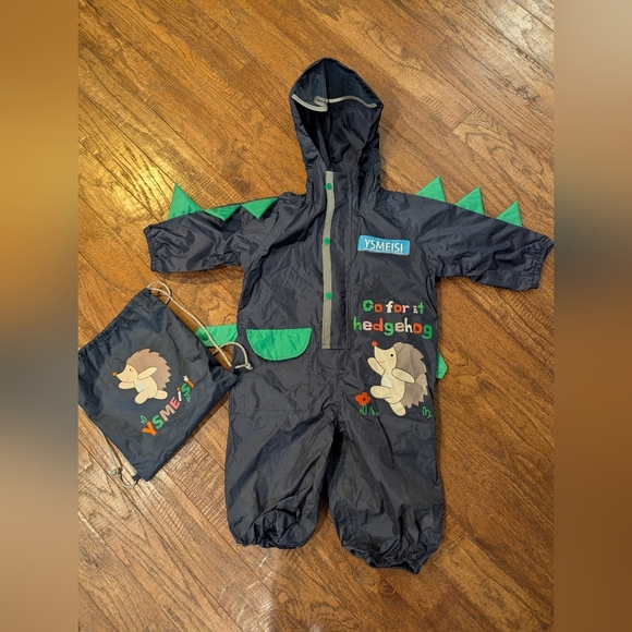 Navy Dinosaur Toddler Rain Suit for size small - Picture 11 of 11